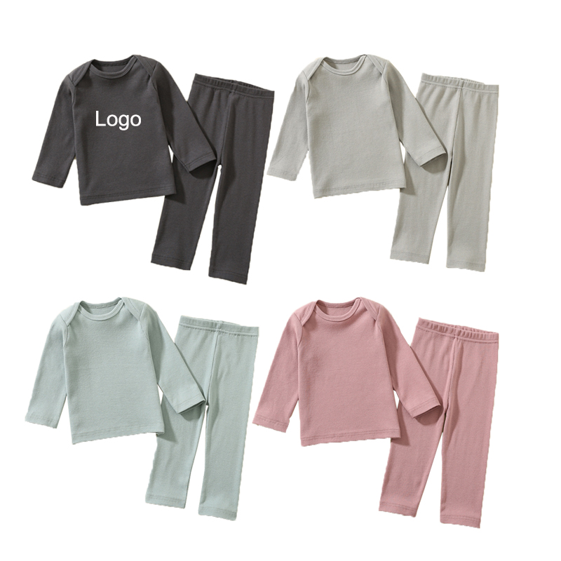 Algodão O-neck algodão sólido crianças meninos meninas roupas