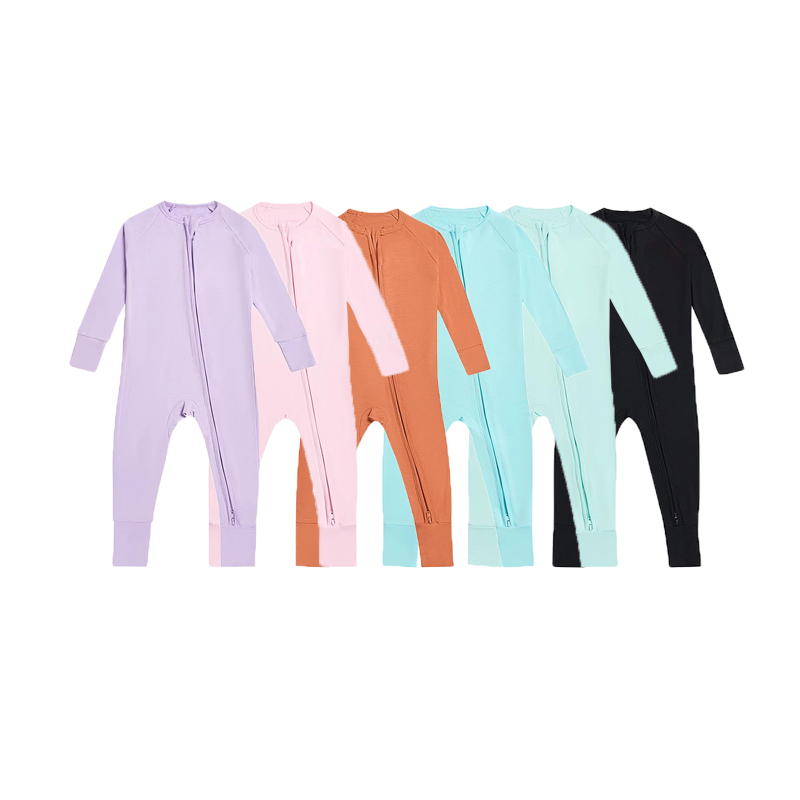Bamboo bebê pijamas Zipper Footie pijamas Romper