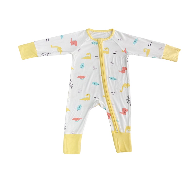 Bambu bebê Rompers Zipper Footie pijamas Romper conversível